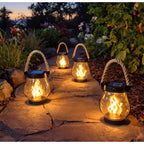 Solar Lantern Flickering Flame LED Weather-Resistant