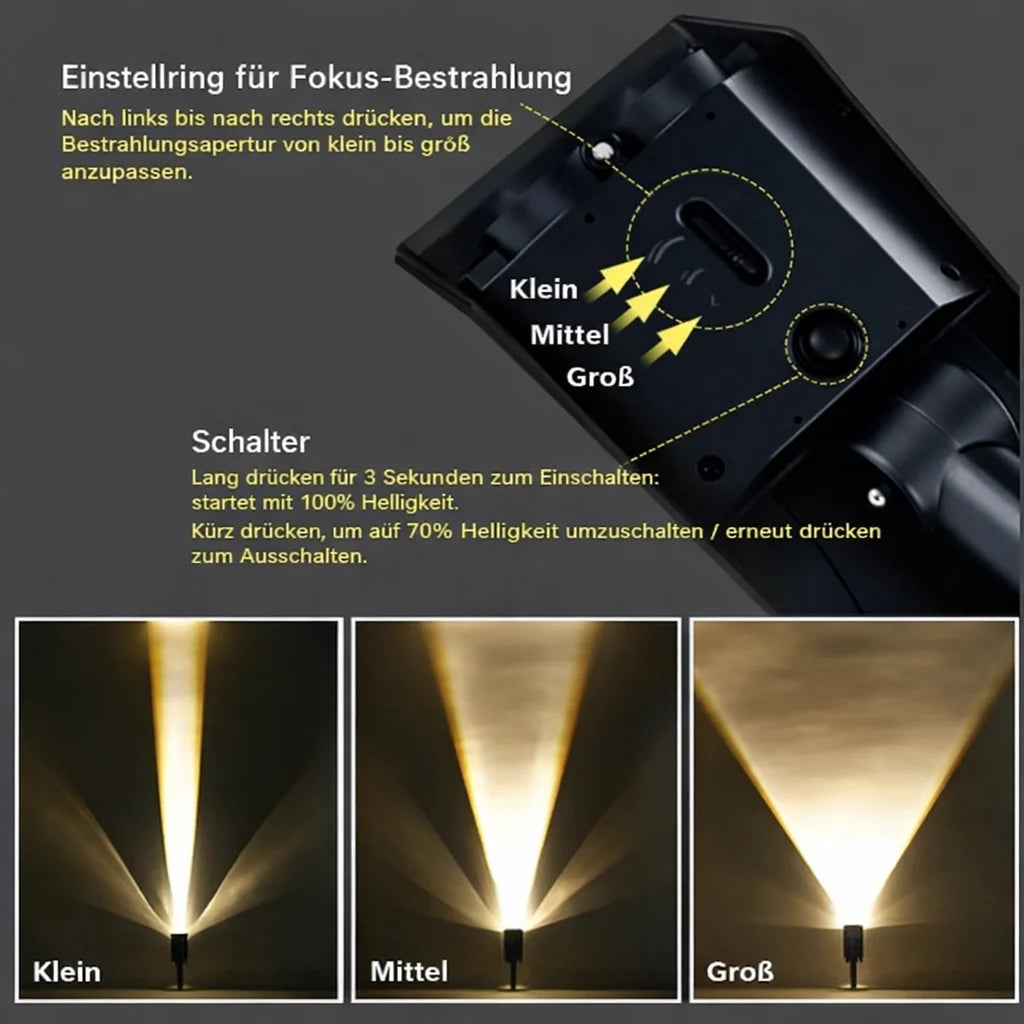 Solar Spotlight Adjustable Zoom IP65 Weatherproof Ground Stake