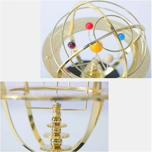 Solar System Model Five-Planet Hand-Operated Brass & Iron