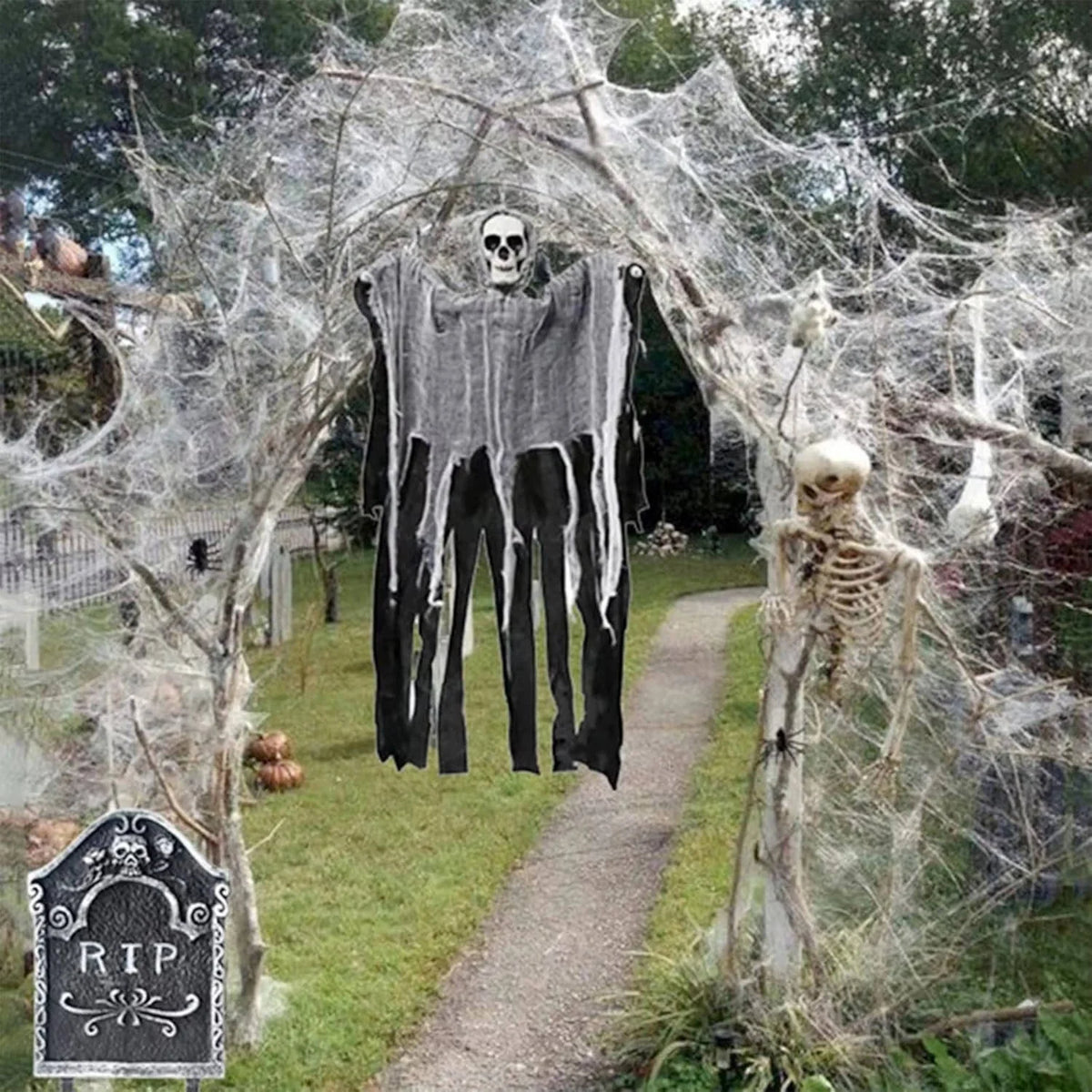 Spider Web Decor Stretchable 200 Sq Ft With Spiders