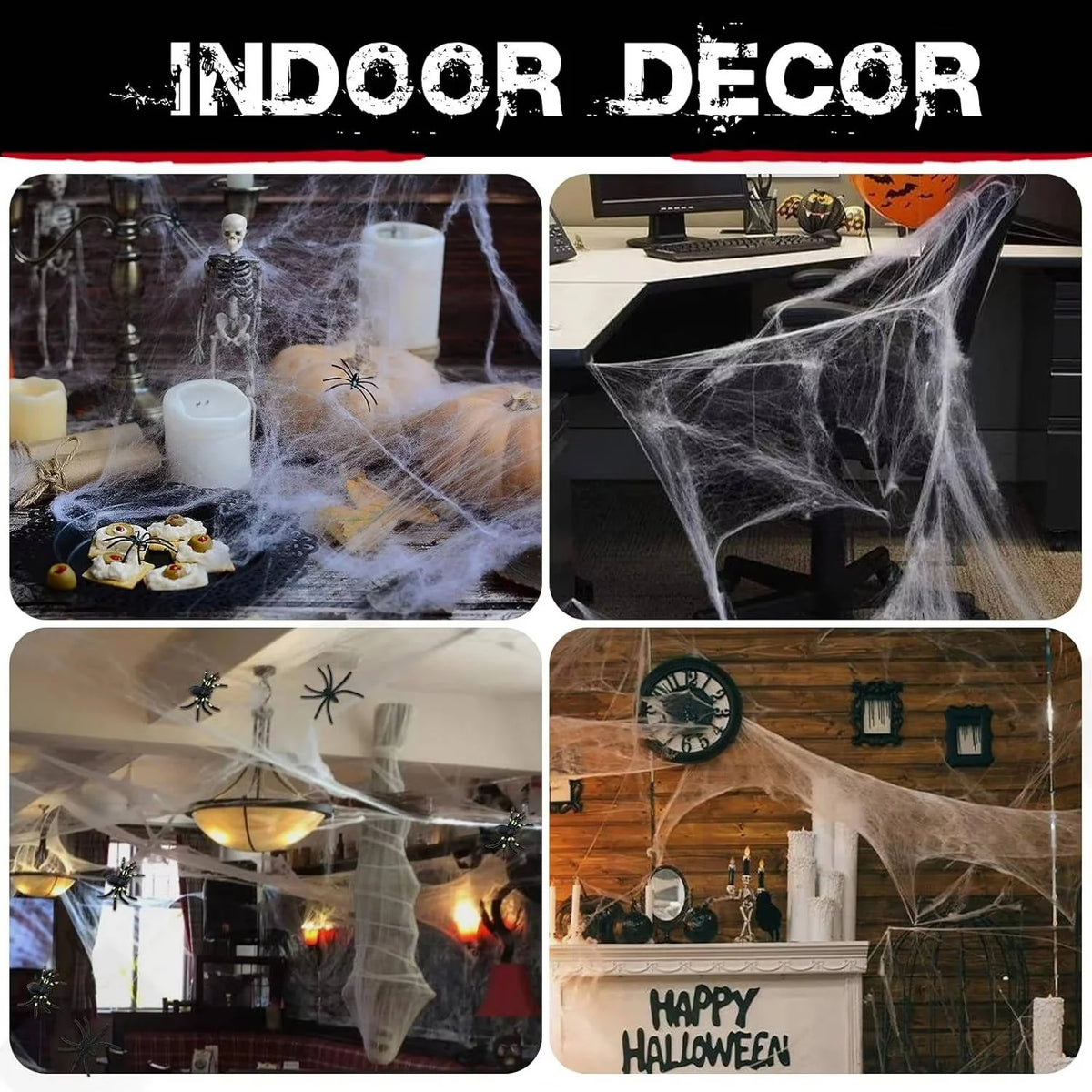 Spider Web Decor Stretchable 200 Sq Ft With Spiders