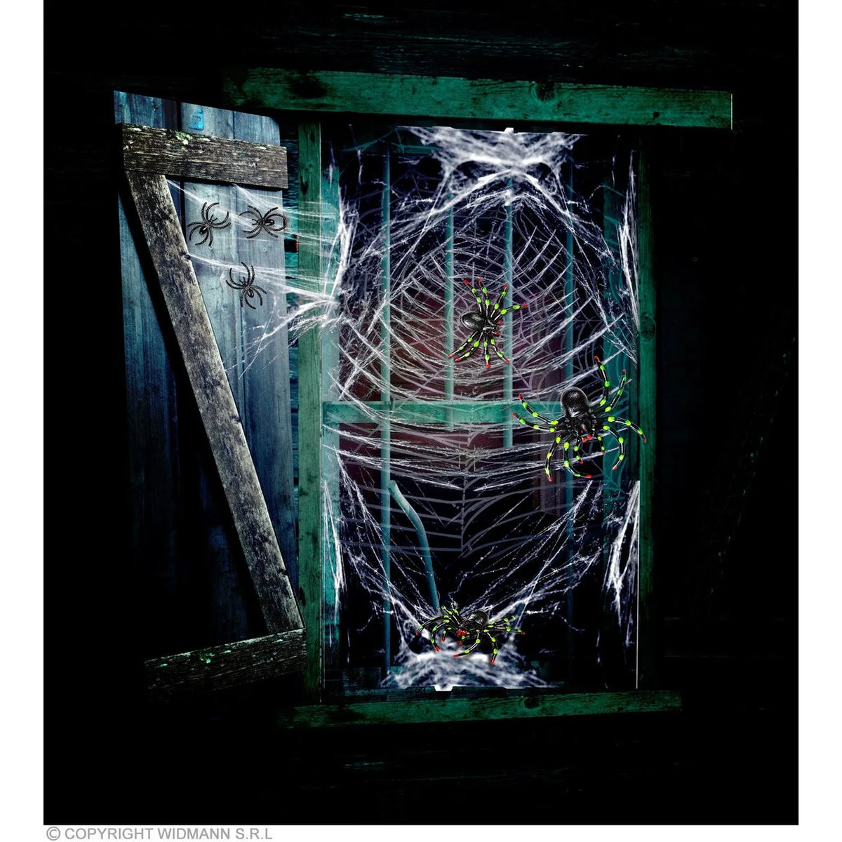 Spider Web Decoration White Net Black Spiders