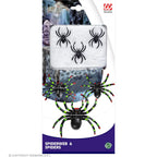 Spider Web Decoration White Net Black Spiders