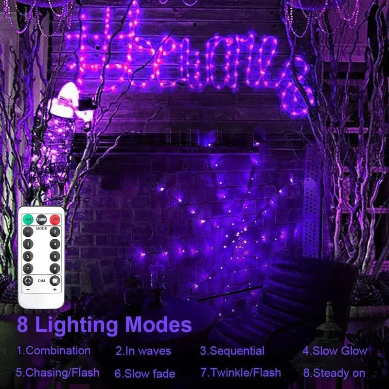 Spider Web Lights 80 LEDs Bendable Copper Remote-Controlled