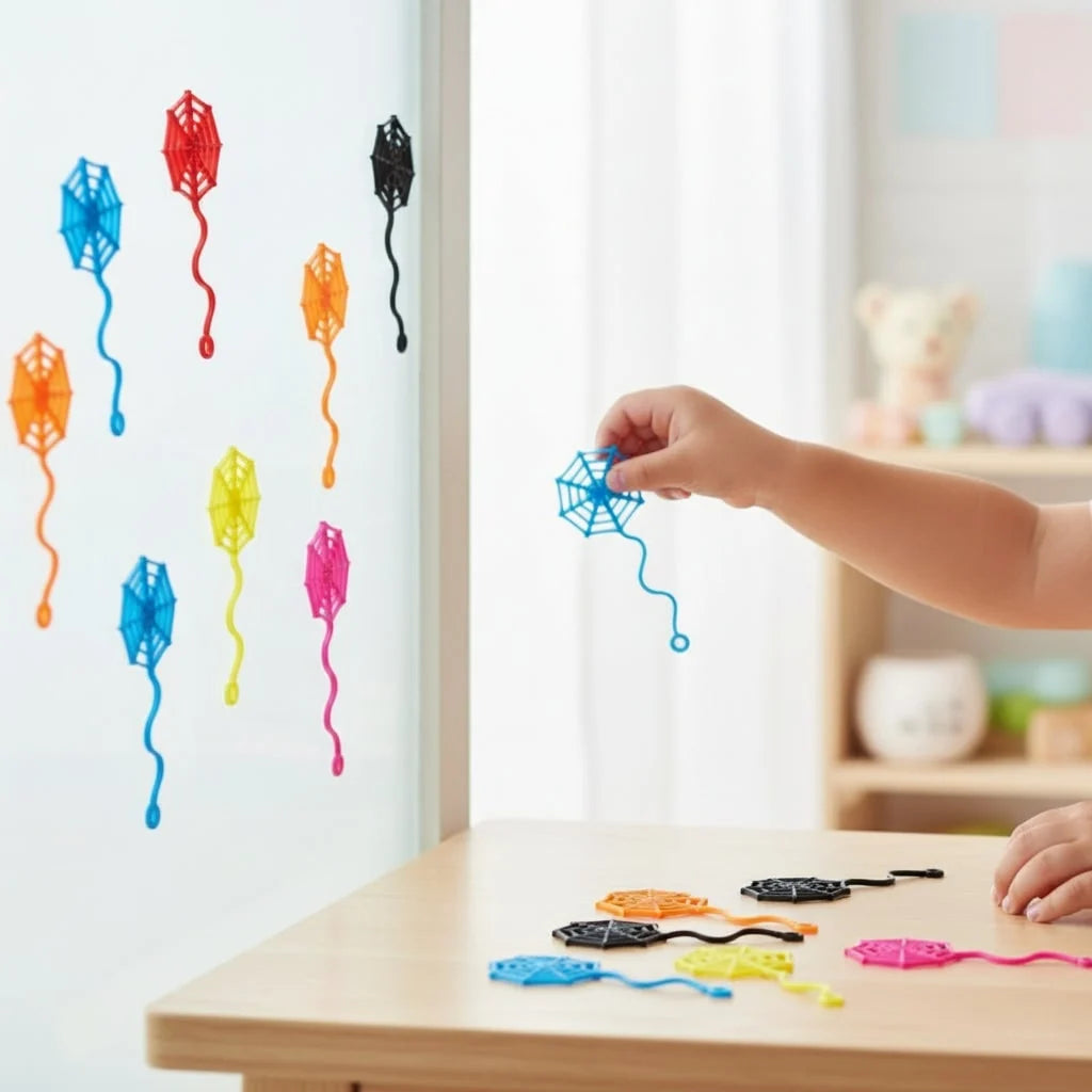 Spiderweb Decorations Neon Sticky & Reusable