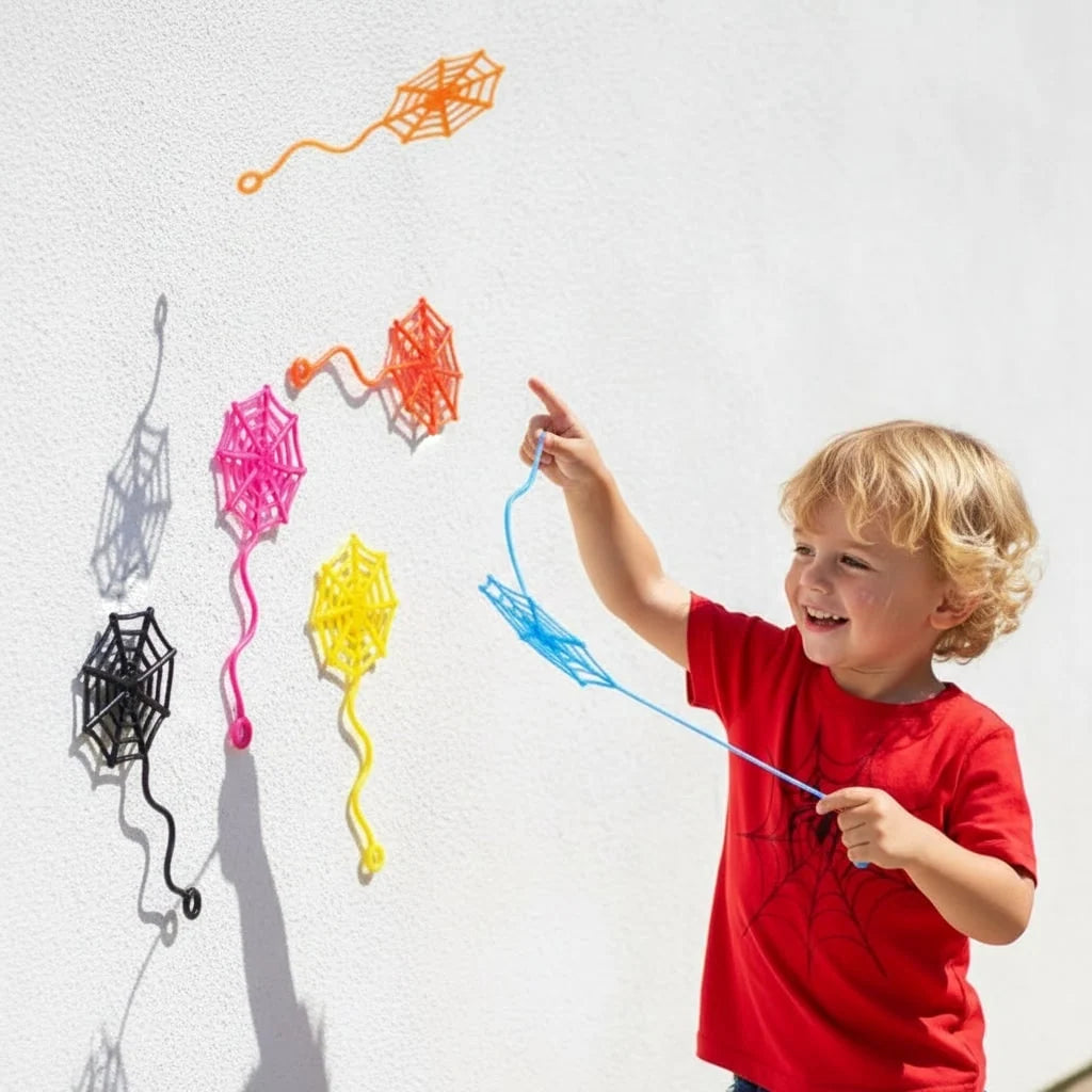 Spiderweb Decorations Neon Sticky & Reusable