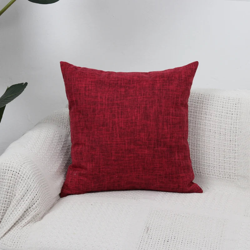 Square Cushion Cover Textured Linen-Blend Removable Insert Sleeve