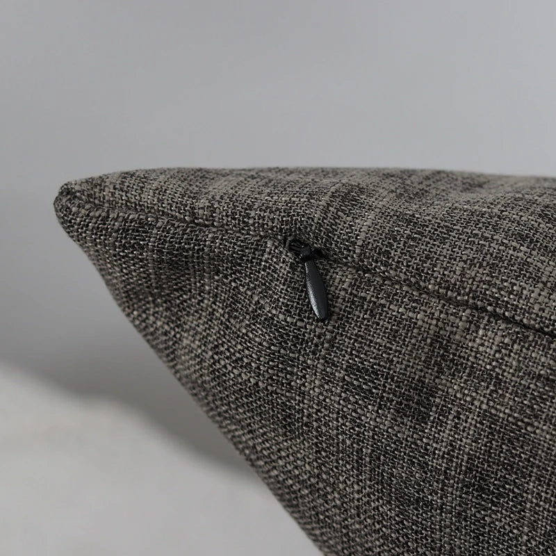Square Cushion Cover Textured Linen-Blend Removable Insert Sleeve