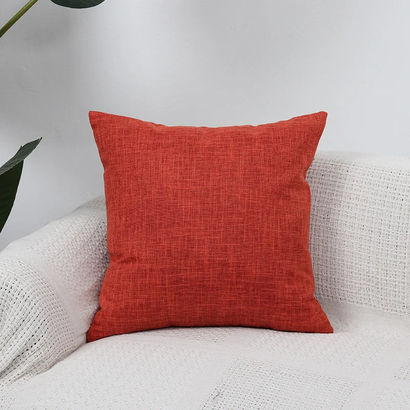 Square Cushion Cover Textured Linen-Blend Removable Insert Sleeve