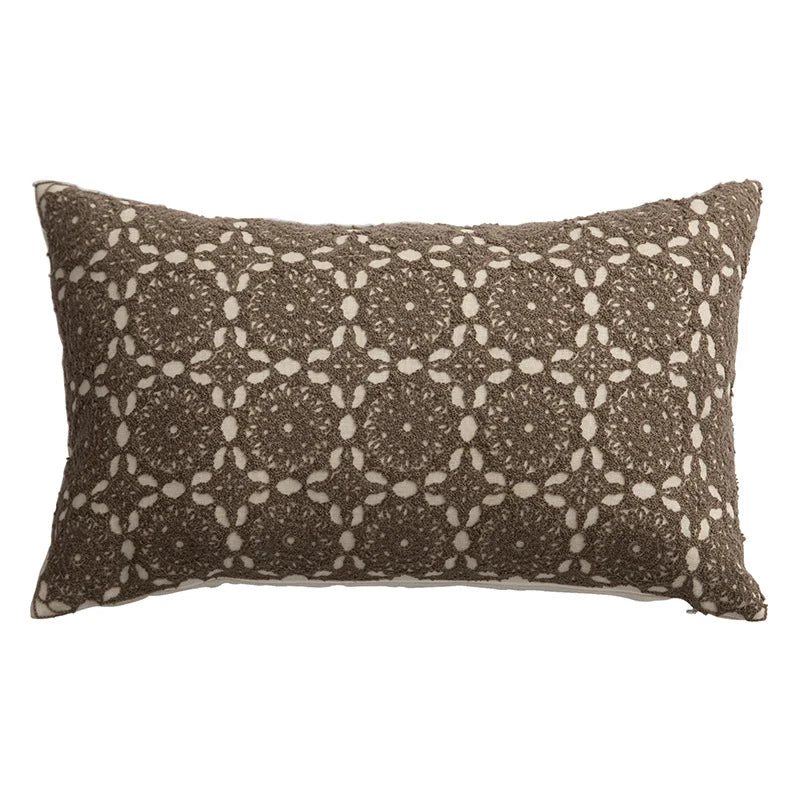 Square Decorative Cushion Linen Base & Crochet Overlay
