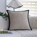 Square Pillow Cover Microvelour Contrast Piping Hidden Zip