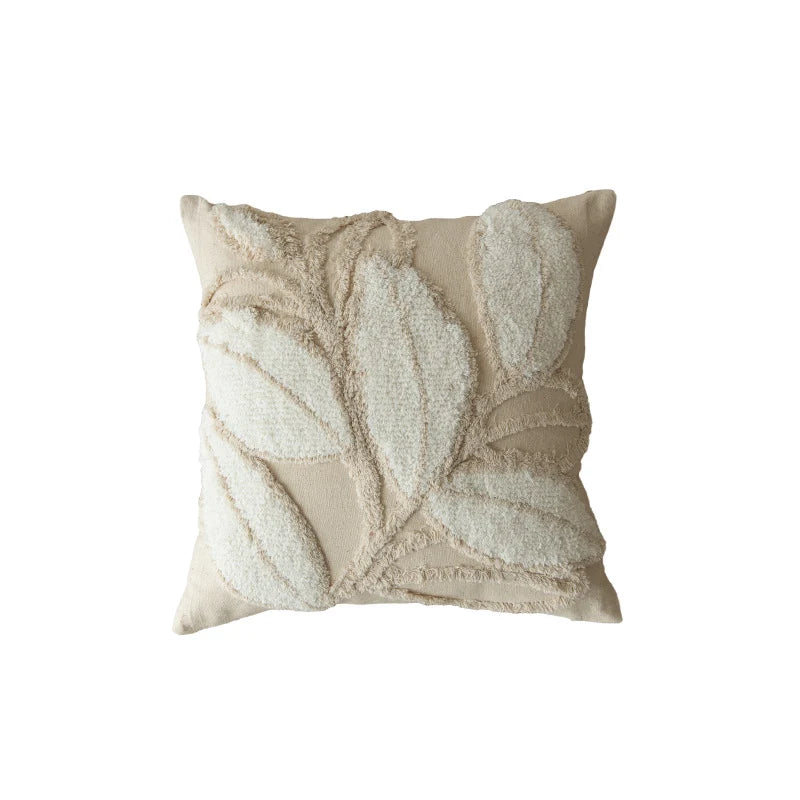 Square Pillow Cover Raised-Loop Tufted & Knotted Tassels
