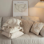 Square Pillow Cover Raised-Loop Tufted & Knotted Tassels