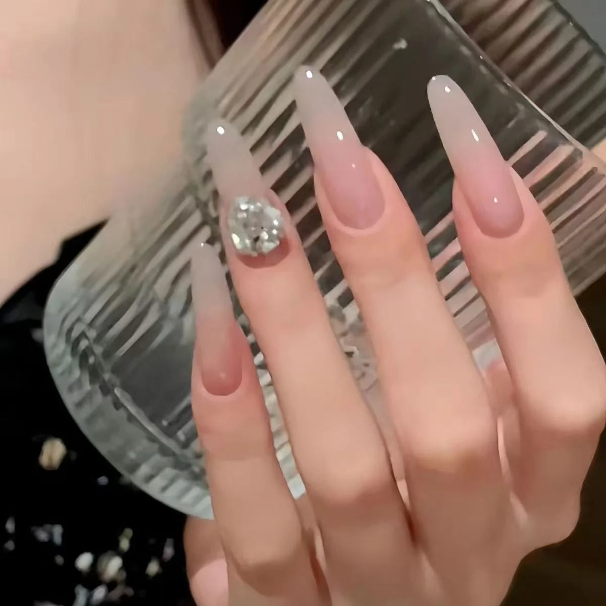 Stiletto Nail Extensions Crystal Accent & Easy Application