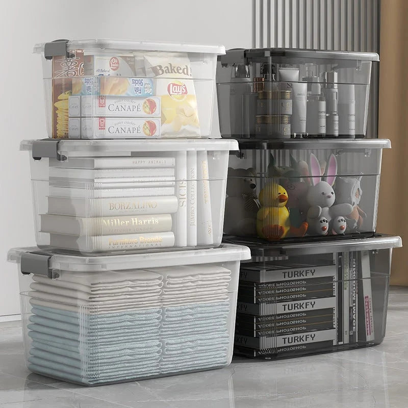Storage Box Stackable Transparent & Lockable Lid