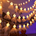 String Lights Ghosts With Tulle Skirts 20 Warm LEDs