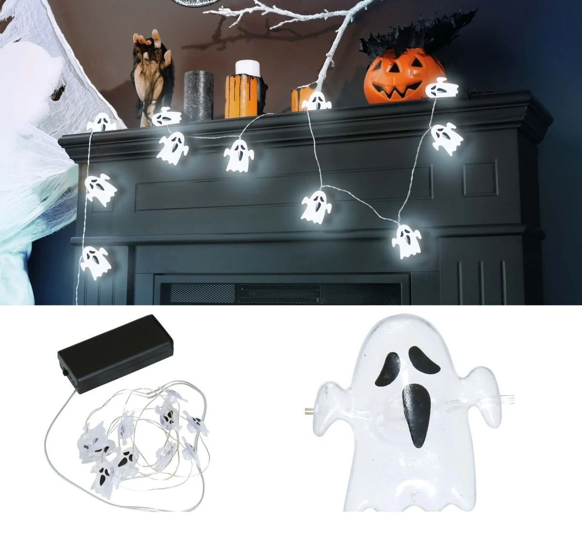 String Lights LED Ghost Battery-Operated 1.2 Meter