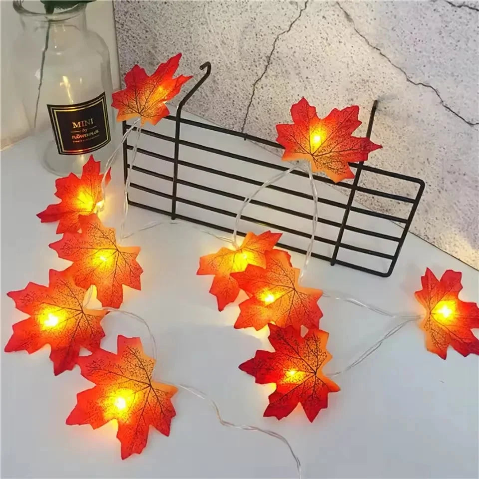 String Lights Maple Leaf Warm Amber USB Or Battery