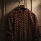 Sweater Cable Knit Cotton Blend Ribbed Crew Neckline