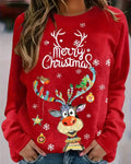 Sweater Festive Reindeer Print Soft Knit