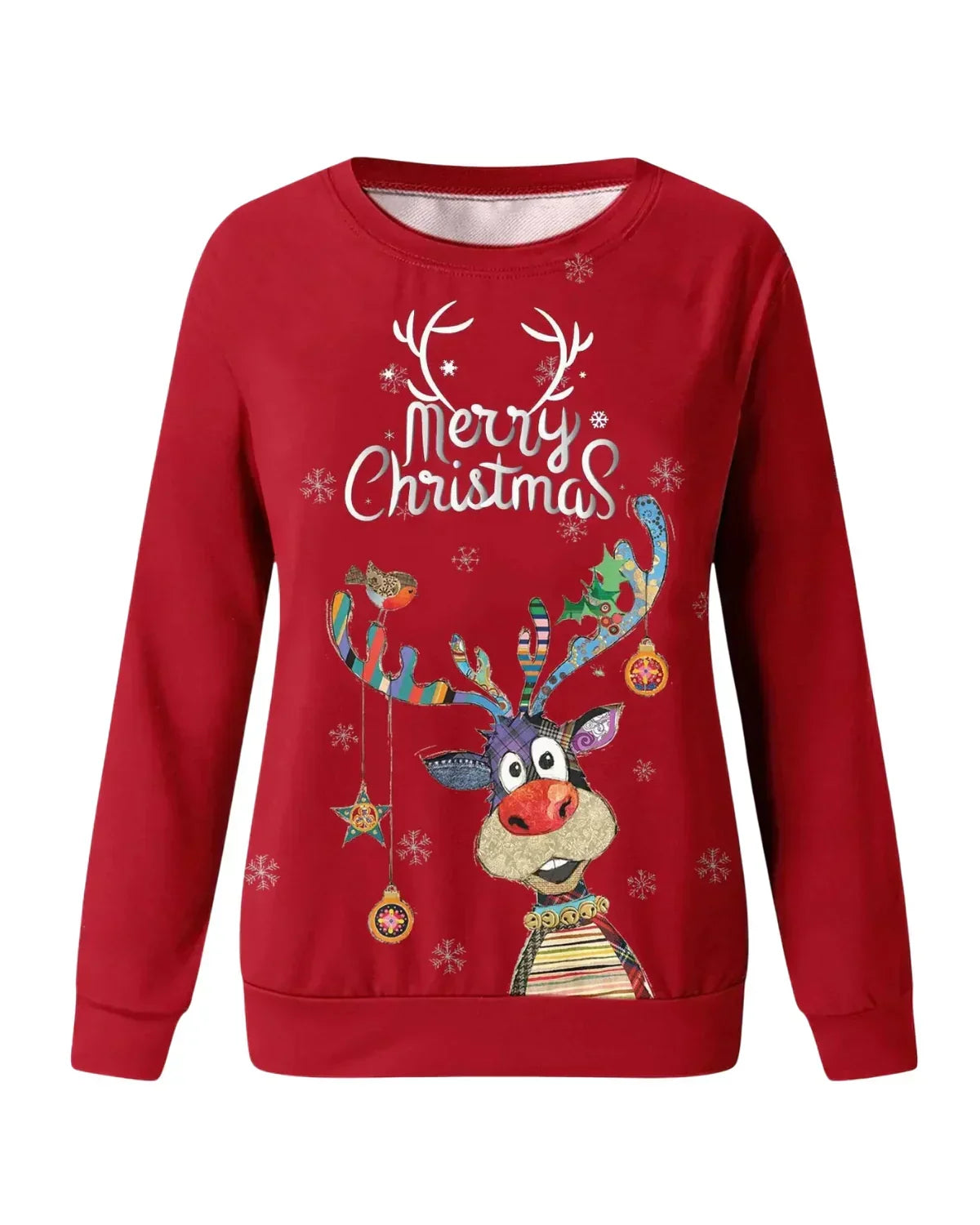 Sweater Festive Reindeer Print Soft Knit