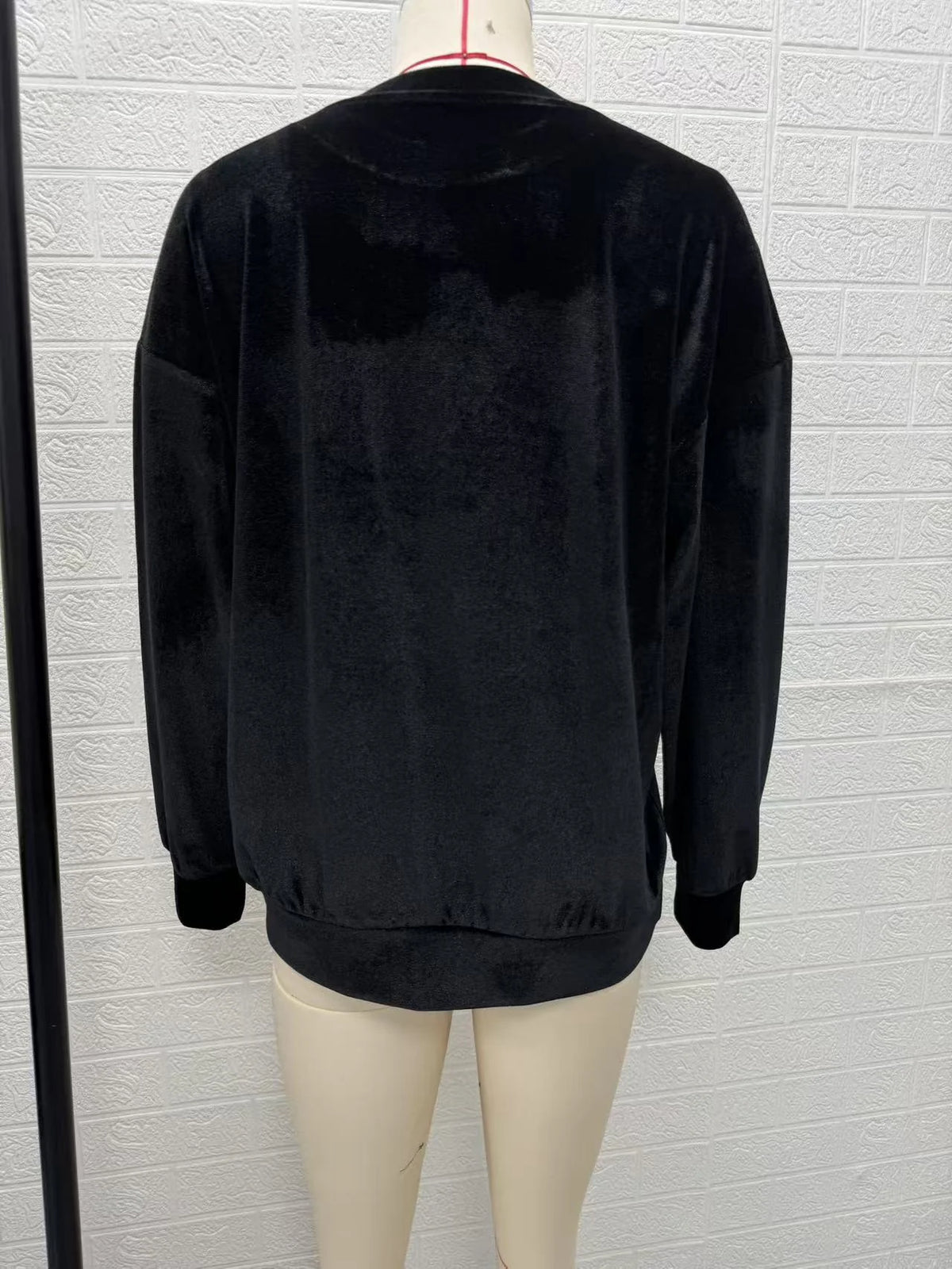 Sweater Oversized Velvet Blend Ribbed Hem & Pockets