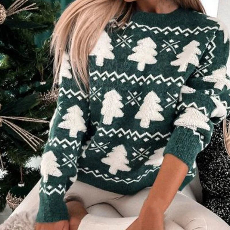 Sweater Soft Knit Christmas Tree Pattern