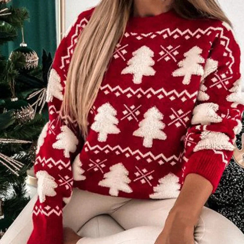 Sweater Soft Knit Christmas Tree Pattern