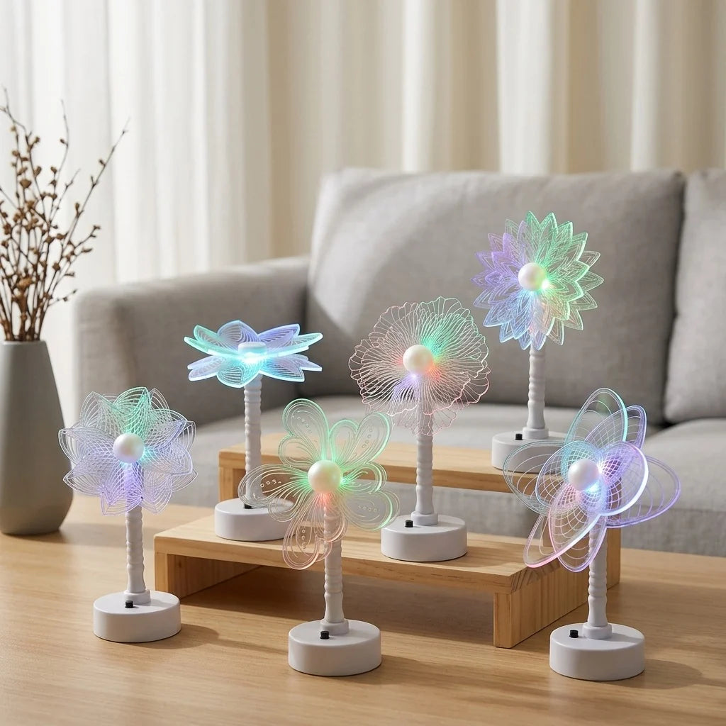 Table Lamp Flower-Shaped Color-Changing USB-Powered & Energy-Efficient
