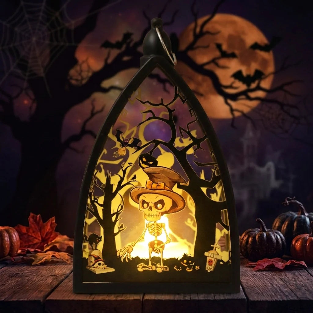 Table Lantern Halloween Witch Scene Soft LED Portable