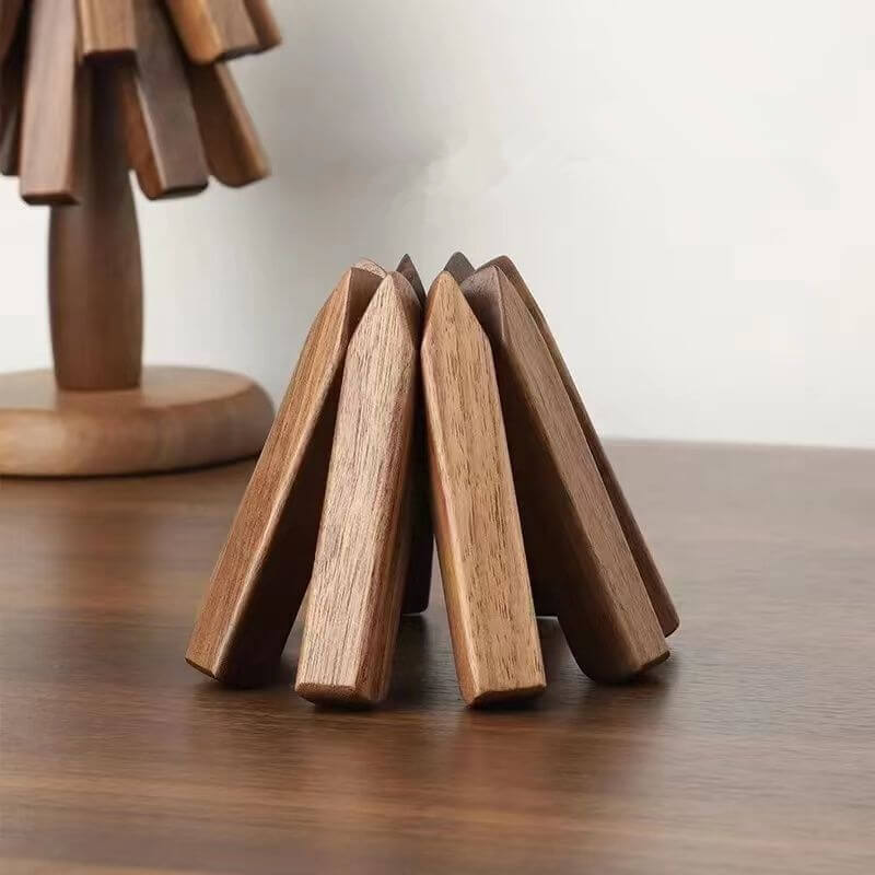 Table Mat Solid Walnut Heat-Resistant & Stackable