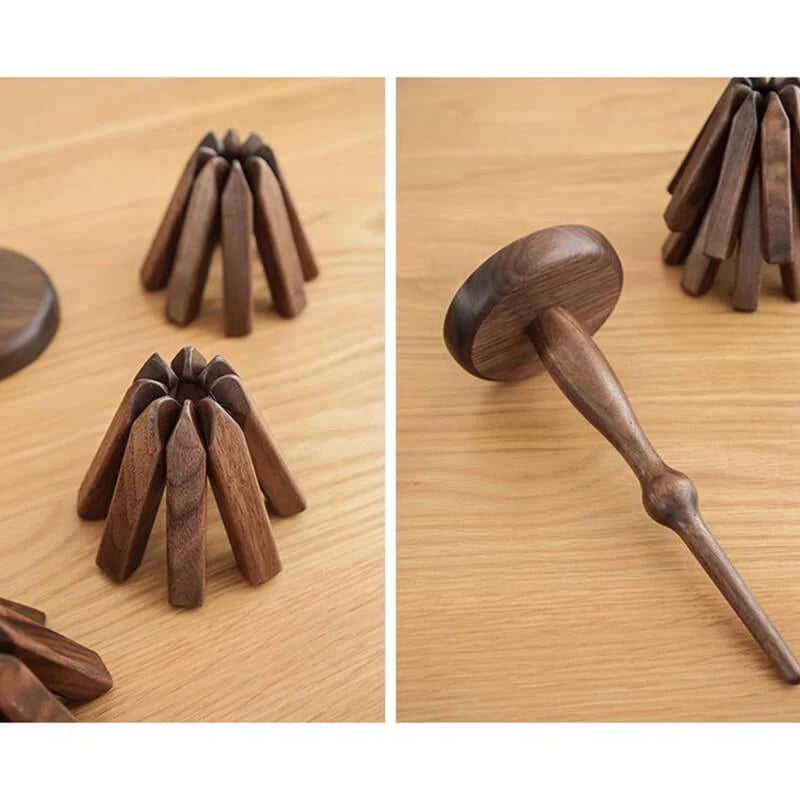 Table Mat Solid Walnut Heat-Resistant & Stackable
