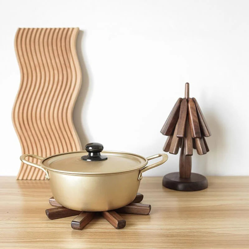 Table Mat Solid Walnut Heat-Resistant & Stackable