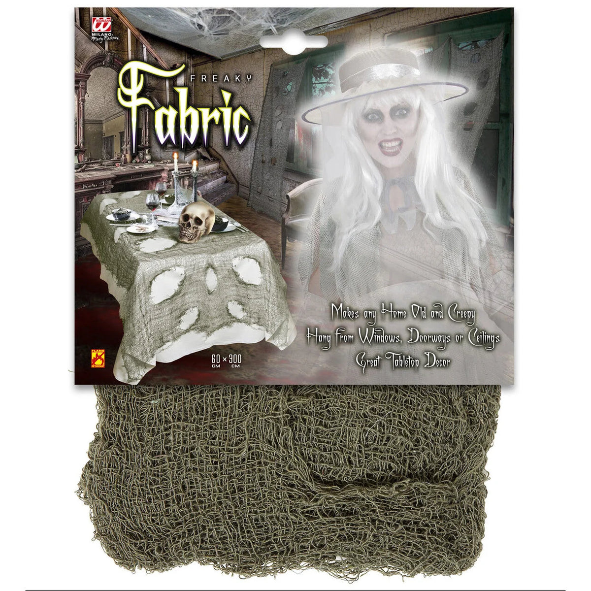 Table Runner Green Frayed Gauze Large