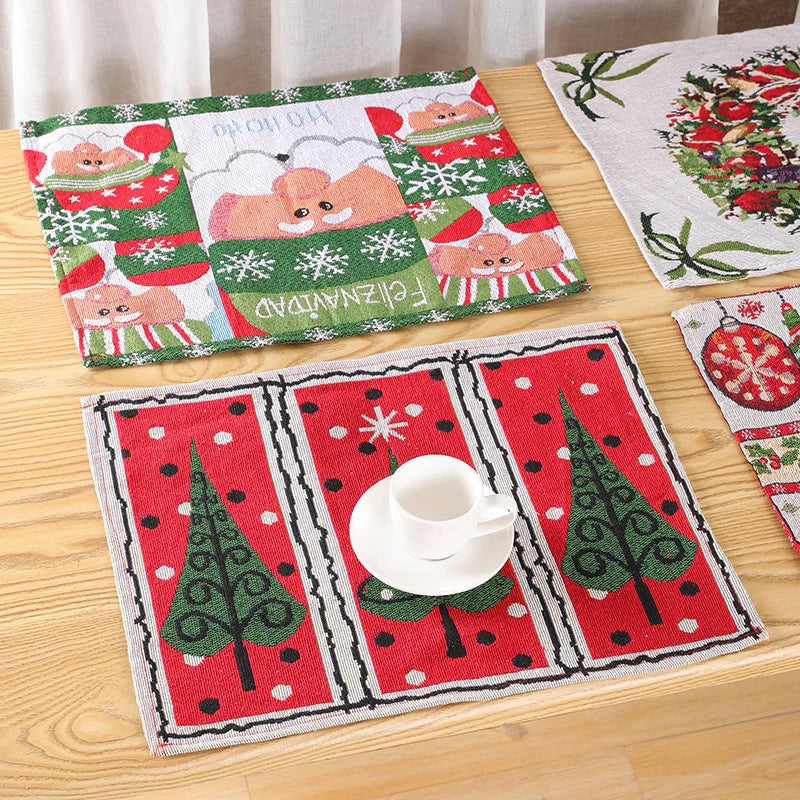 Tablecloth Christmas Tree Motif Machine-Washable & Quick-Drying