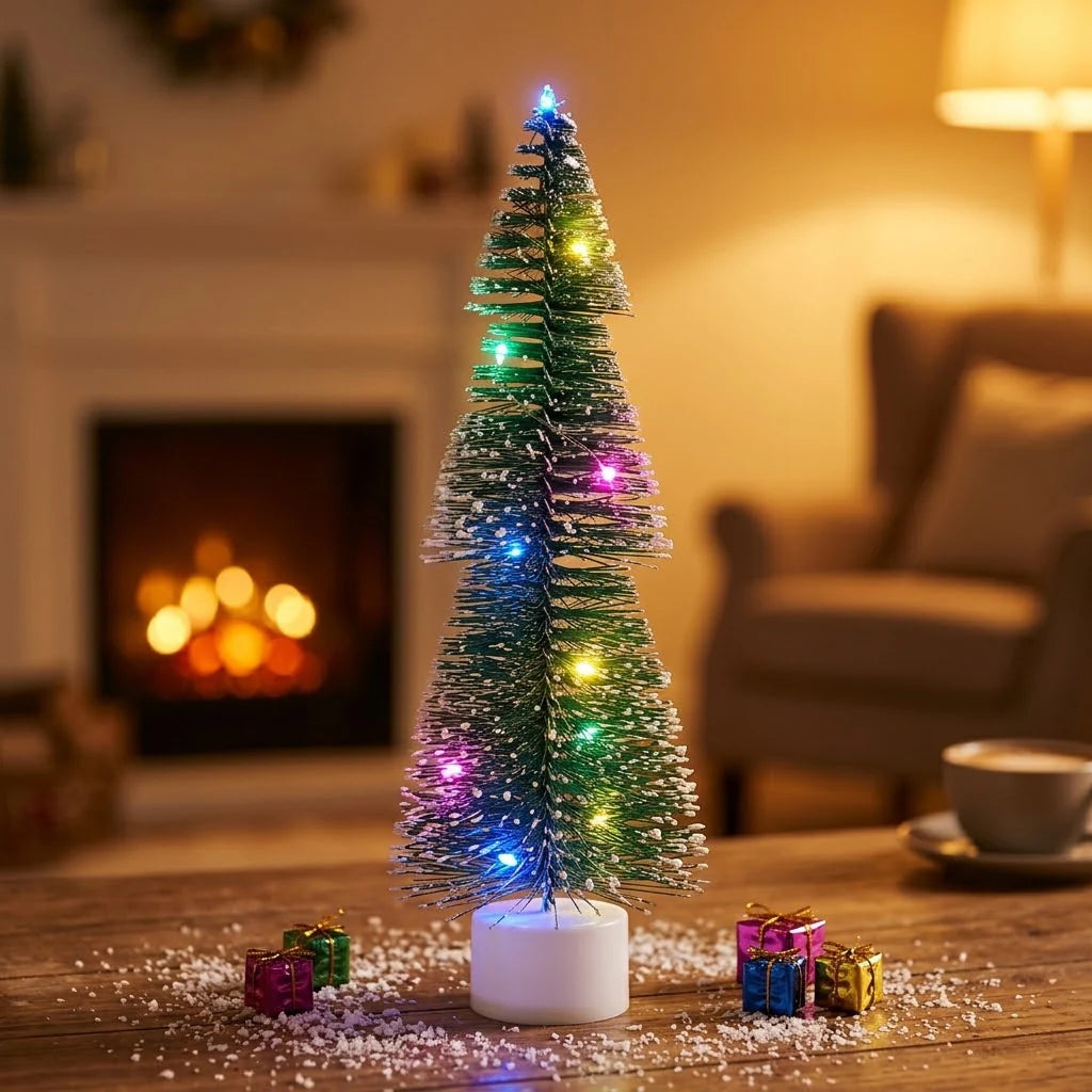 Tabletop Christmas Tree Faux Pine Warm White LED Compact