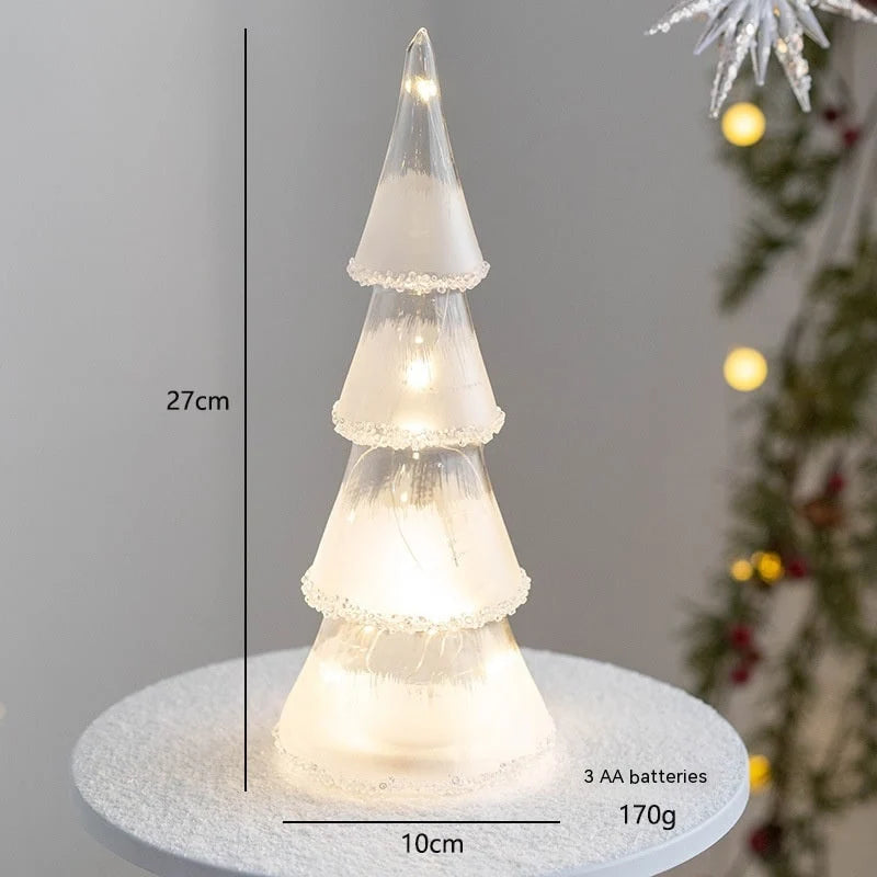 Tabletop Christmas Tree Pre-Lit Warm LED Mercury Glass
