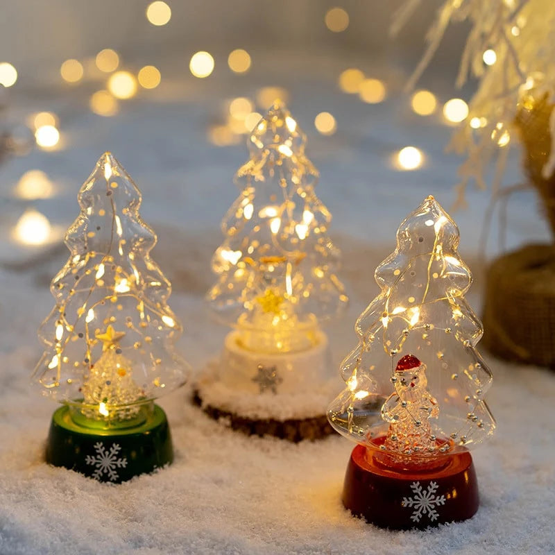 Tabletop Christmas Tree Pre-Lit Warm LED Mercury Glass
