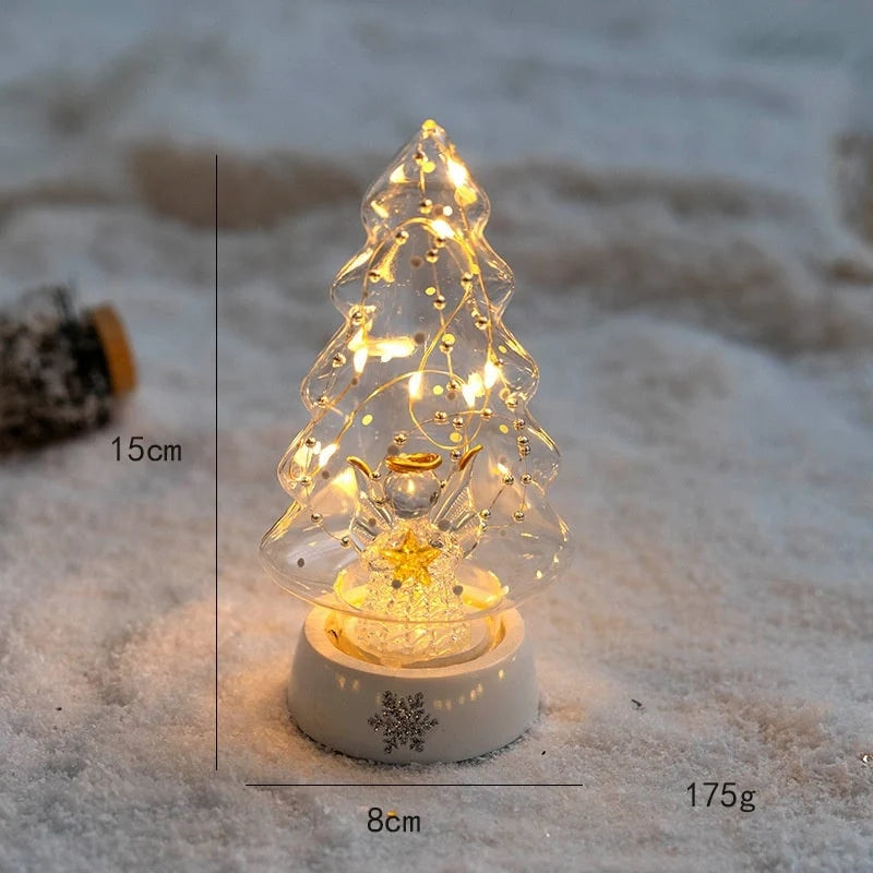 Tabletop Christmas Tree Pre-Lit Warm LED Mercury Glass