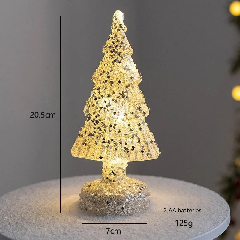 Tabletop Christmas Tree Pre-Lit Warm LED Mercury Glass