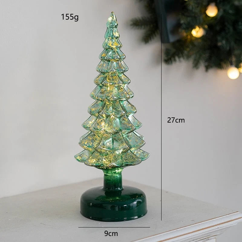 Tabletop Christmas Tree Pre-Lit Warm LED Mercury Glass