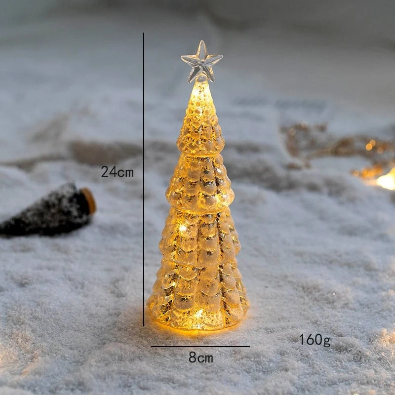 Tabletop Christmas Tree Pre-Lit Warm LED Mercury Glass