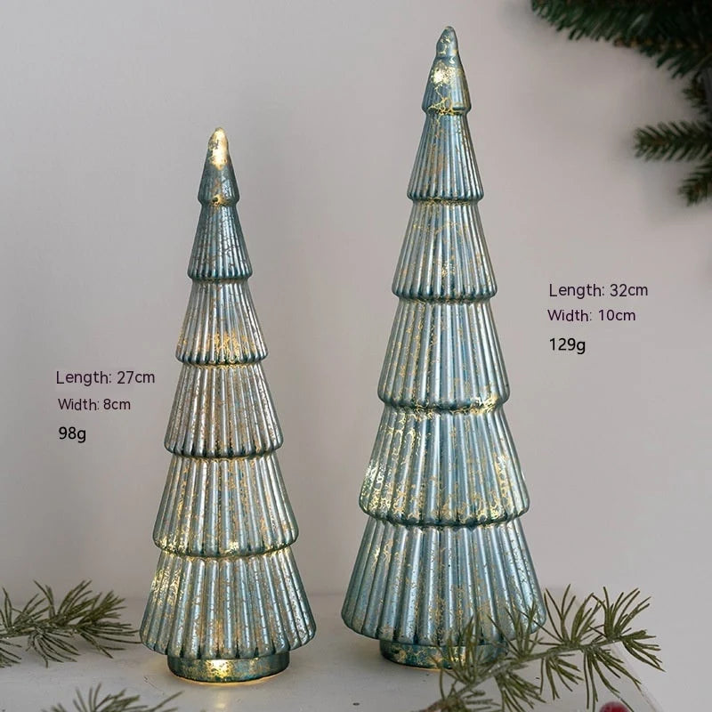 Tabletop Christmas Tree Pre-Lit Warm LED Mercury Glass