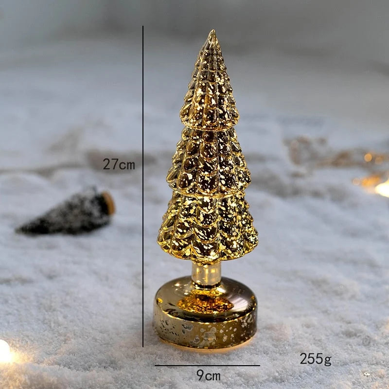 Tabletop Christmas Tree Pre-Lit Warm LED Mercury Glass