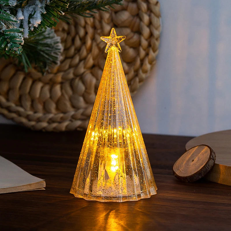 Tabletop Christmas Tree Warm White LED Gold & Transparent