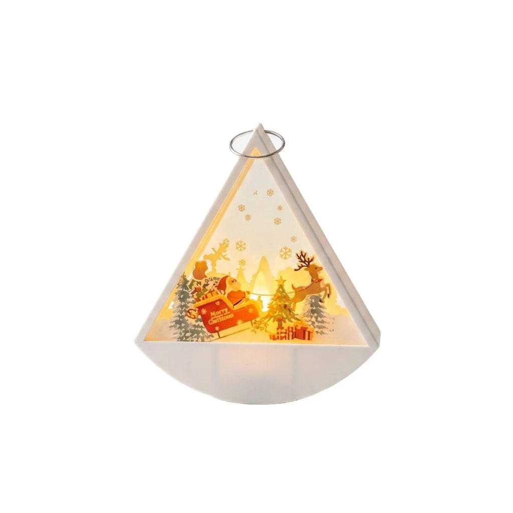 Tabletop Light Triangular Santa Scene Warm White