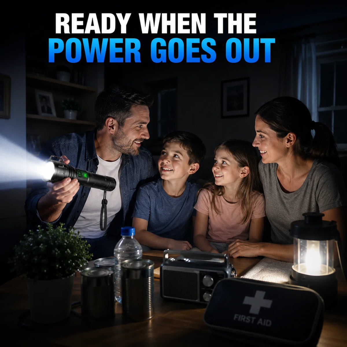 Tactical Flashlight High-Output LED Adjustable Zoom 5000mAh Powerbank