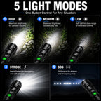 Tactical Flashlight High-Output LED Adjustable Zoom 5000mAh Powerbank