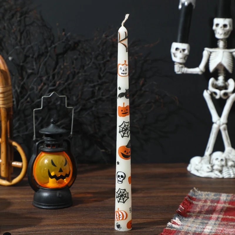 Taper Candle Ghost & Pumpkin Print Clean Burning