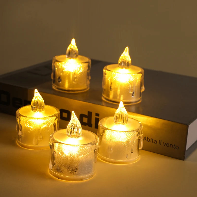 Tea Lights Warm Amber Flicker Drip-Effect Shell